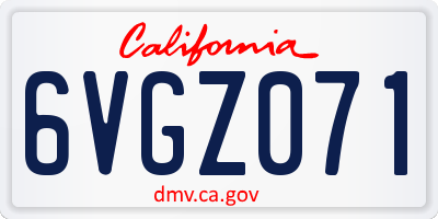 CA license plate 6VGZ071