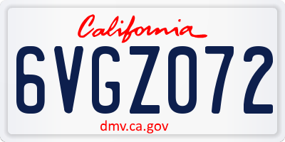 CA license plate 6VGZ072