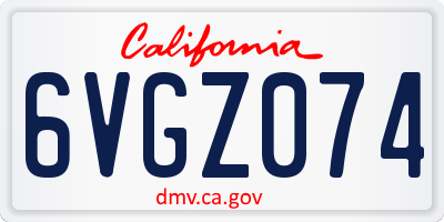CA license plate 6VGZ074