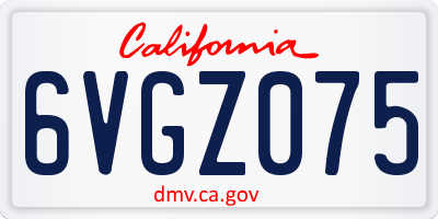 CA license plate 6VGZ075