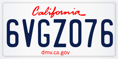 CA license plate 6VGZ076