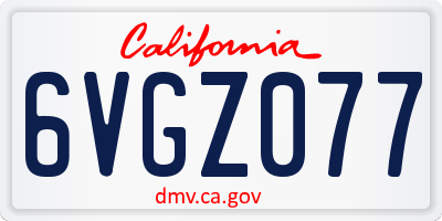CA license plate 6VGZ077