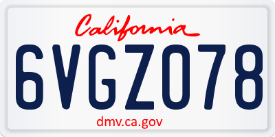 CA license plate 6VGZ078