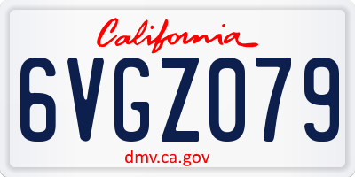 CA license plate 6VGZ079