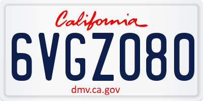 CA license plate 6VGZ080