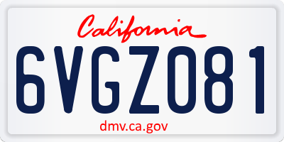 CA license plate 6VGZ081
