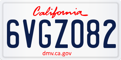 CA license plate 6VGZ082