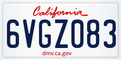CA license plate 6VGZ083