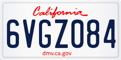 CA license plate 6VGZ084