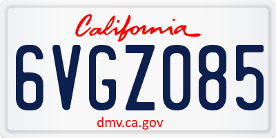 CA license plate 6VGZ085