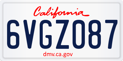 CA license plate 6VGZ087