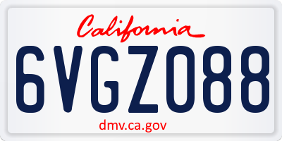 CA license plate 6VGZ088