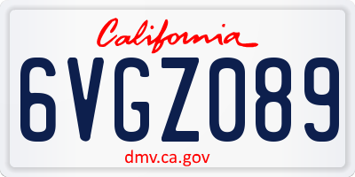 CA license plate 6VGZ089