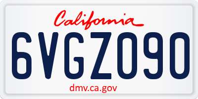 CA license plate 6VGZ090