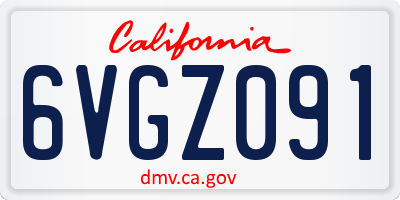 CA license plate 6VGZ091