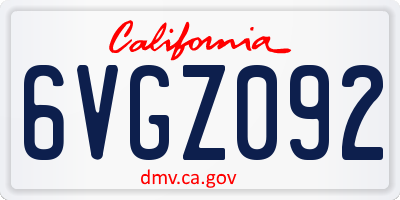 CA license plate 6VGZ092