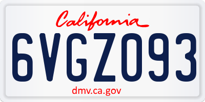 CA license plate 6VGZ093