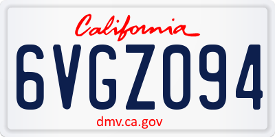 CA license plate 6VGZ094