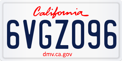 CA license plate 6VGZ096