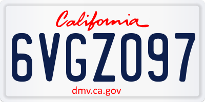 CA license plate 6VGZ097