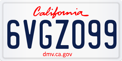 CA license plate 6VGZ099