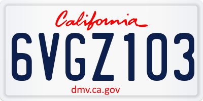 CA license plate 6VGZ103