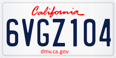 CA license plate 6VGZ104