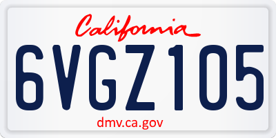 CA license plate 6VGZ105