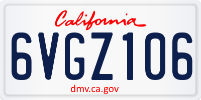 CA license plate 6VGZ106