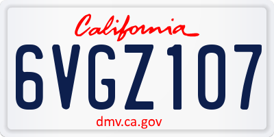 CA license plate 6VGZ107