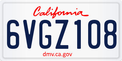 CA license plate 6VGZ108