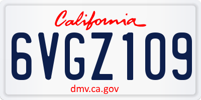 CA license plate 6VGZ109