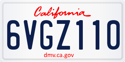 CA license plate 6VGZ110