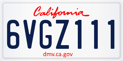 CA license plate 6VGZ111