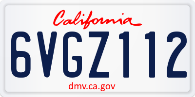 CA license plate 6VGZ112