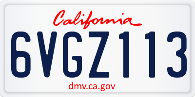 CA license plate 6VGZ113