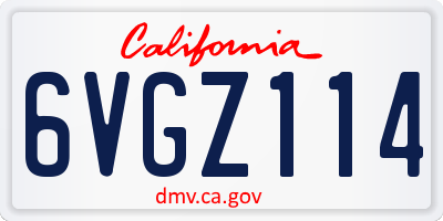 CA license plate 6VGZ114