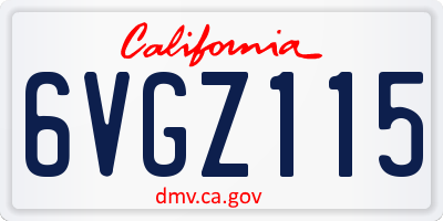 CA license plate 6VGZ115