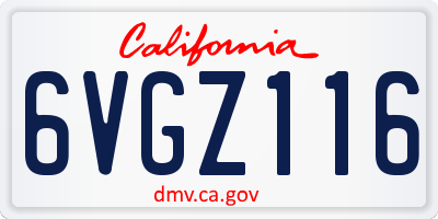 CA license plate 6VGZ116