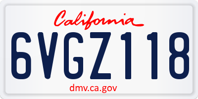 CA license plate 6VGZ118