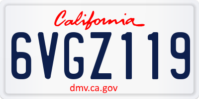 CA license plate 6VGZ119