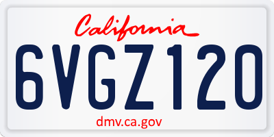 CA license plate 6VGZ120