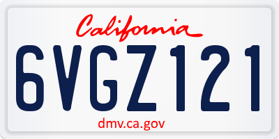 CA license plate 6VGZ121