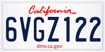 CA license plate 6VGZ122