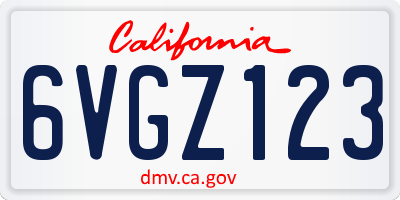 CA license plate 6VGZ123