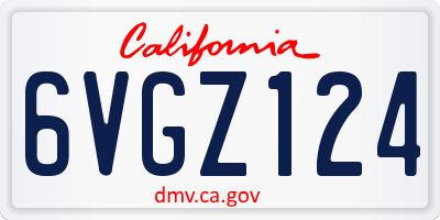 CA license plate 6VGZ124