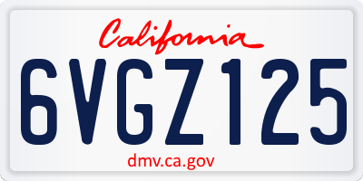 CA license plate 6VGZ125