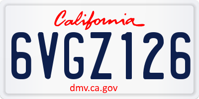 CA license plate 6VGZ126