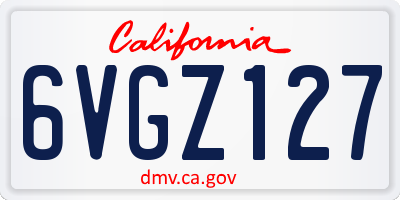 CA license plate 6VGZ127