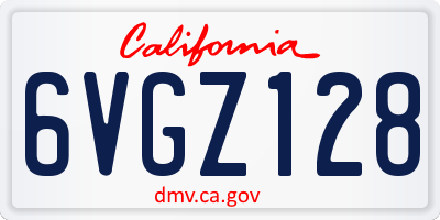 CA license plate 6VGZ128